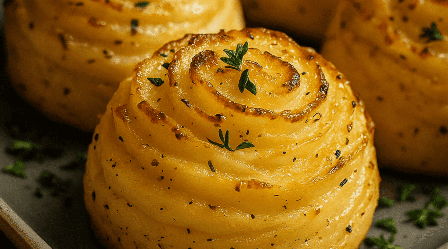 Golden, piped duchess potatoes baked until crisp on the edges and creamy inside—served as an elegant, buttery side dish perfect for holidays or special dinners.