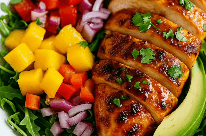 Sweet Chili Chicken and Mango Salad Recipe – A Flavor-Packed Tropical Lunch You’ll Love